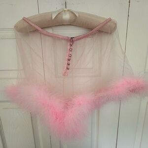 Rosamosario Pink Marabou 100% Silk and Tulle Luxury Lounge Wear Marabou Shorts